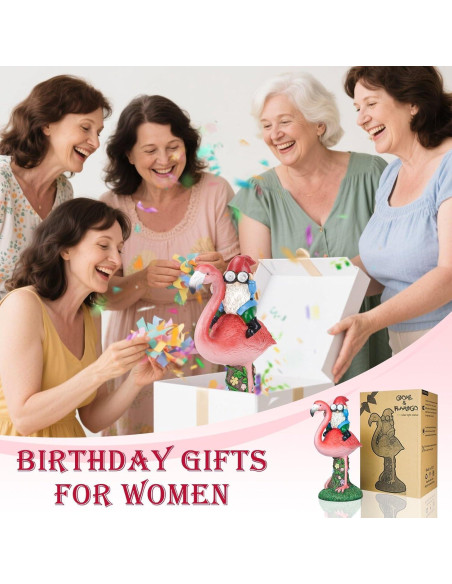 Estatua Solar de Jardín Gnome Flamenco ArtTerpnica 30cm