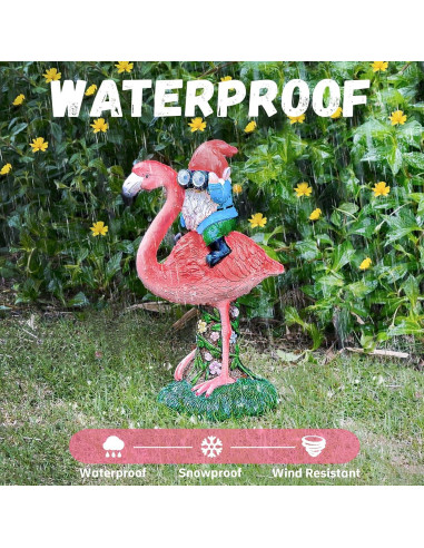 Estatua Solar de Jardín Gnome Flamenco ArtTerpnica 30cm