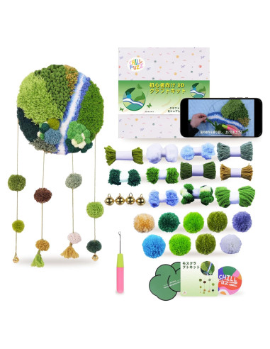 Kit de Campana de Viento DIY ChillFuzz Verde Bohemio 30x27cm