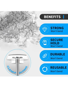 150 Clavos Transparentes para Tableros de Anuncios - GZD002 2