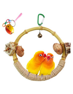 Columpio Circular de Bambú MUYG con Nueces para Aves 17.78 cm