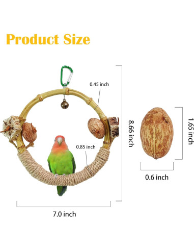 Columpio Circular de Bambú MUYG con Nueces para Aves 17.78 cm