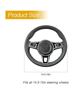 Cubierta de Volante de Coche Sandfren 15" Cuero Antideslizante 2
