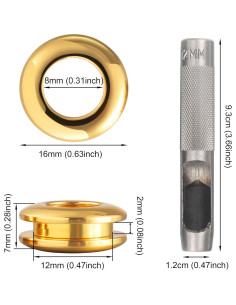 Kit de Ojetes de Latón Notgia 8mm con Herramienta 12mm 2