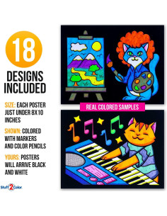 Super Pack 18 Pósters de Colorear Gatitos Stuff2Color 20x25 cm 2