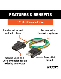 Arnés de Cableado CURT 58380 4 Pines Plano 30.48 cm 2
