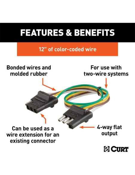 Arnés de Cableado CURT 58380 4 Pines Plano 30.48 cm