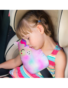 FIODAY Almohada de Cinturón de Seguridad Unicornio Niños Rosa 2