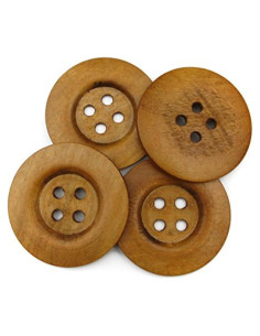 20 Botones de Madera 50mm Marrón Claro Todo en Uno