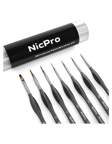 Conjunto de Pinceles de Detalle Nicpro 7 Piezas para Pintura