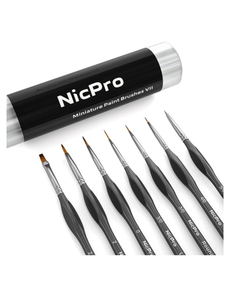 Conjunto de Pinceles de Detalle Nicpro 7 Piezas para Pintura Conjunto de Pinceles de Detalle Nicpro 7 Piezas para Pintura