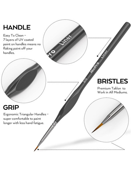 Conjunto de Pinceles de Detalle Nicpro 7 Piezas para Pintura Conjunto de Pinceles de Detalle Nicpro 7 Piezas para Pintura