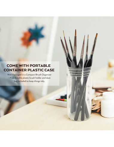 Conjunto de Pinceles de Detalle Nicpro 7 Piezas para Pintura