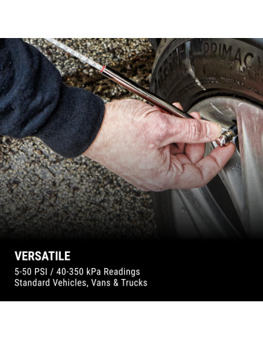 Medidor de presión de neumáticos Milton S-921, 5-50 PSI