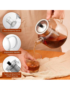 Tetera de vidrio borosilicato 800ml Ehugos con infusor 2