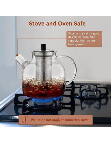 Tetera de vidrio borosilicato 800ml Ehugos con infusor
