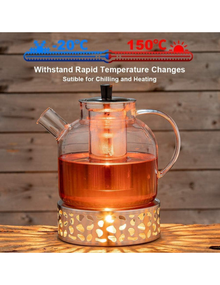 Tetera de vidrio borosilicato 800ml Ehugos con infusor