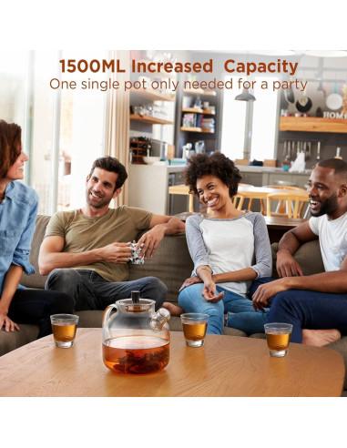 Tetera de vidrio borosilicato 800ml Ehugos con infusor