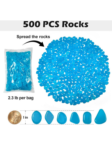 Piedras Brillantes en la Oscuridad NAMTSO 500 Piezas Azul Piedras Brillantes en la Oscuridad NAMTSO 500 Piezas Azul