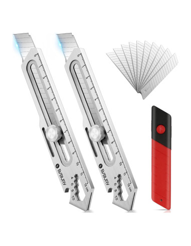 Cuchillo Utilitario Retráctil BIBURY 2 Pack Acero Inoxidable