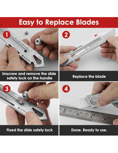 Cuchillo Utilitario Retráctil BIBURY 2 Pack Acero Inoxidable