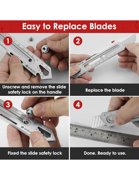 Cuchillo Utilitario Retráctil BIBURY 2 Pack Acero Inoxidable