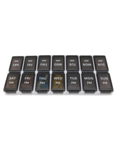 Organizador de Pastillas Semanal ShysTech 7 Días AM PM Negro