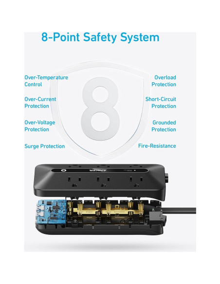 Regleta de Enchufes Anker A91F2 10-en-1 1.5m USB-C y AC Regleta de Enchufes Anker A91F2 10-en-1 1.5m USB-C y AC