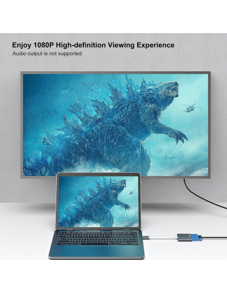 Adaptador BENFEI USB-C a VGA Gris - Compatible con MacBook y iPhone