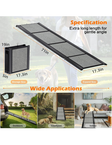 Rampa Plegable para Perros GAOYITK 180cm Antideslizante