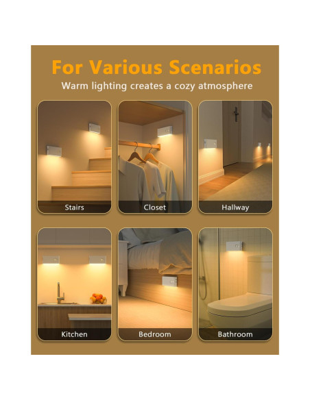 Luces de Escalera WILLED Recargables con Sensor de Movimiento - 4 Pack