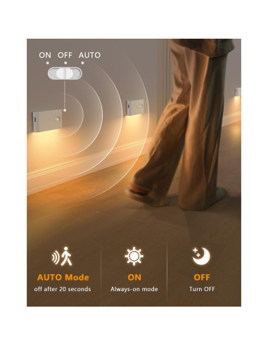 Luces de Escalera WILLED Recargables con Sensor de Movimiento - 4 Pack