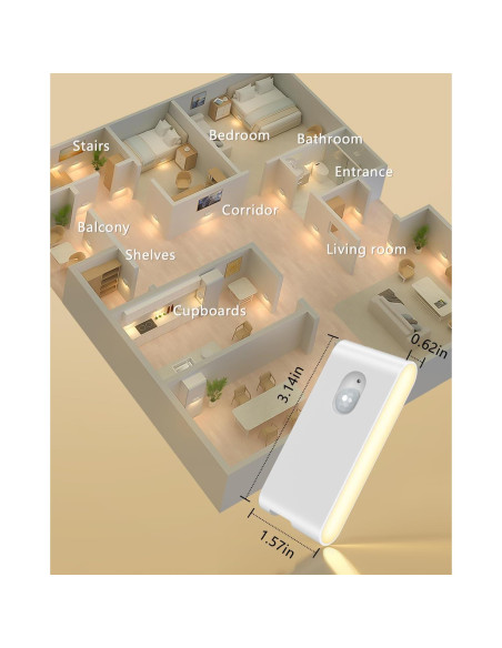 Luces de Escalera WILLED Recargables con Sensor de Movimiento - 4 Pack