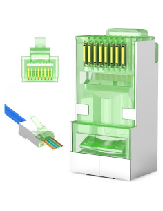 Conectores RJ45 Passthrough Cat 6 Blindados Solsop 100PCS