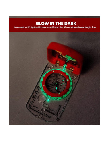 Brújula de Boy Scout TurnOnSport con Espejo y Declinación Ajustable