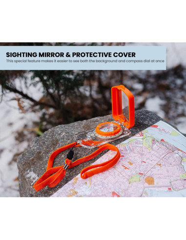 Brújula de Boy Scout TurnOnSport con Espejo y Declinación Ajustable