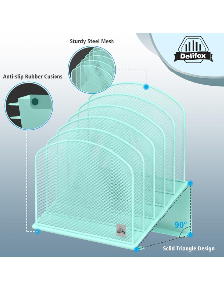 Organizador de Archivos de Escritorio Delifox 5 Secciones Metal