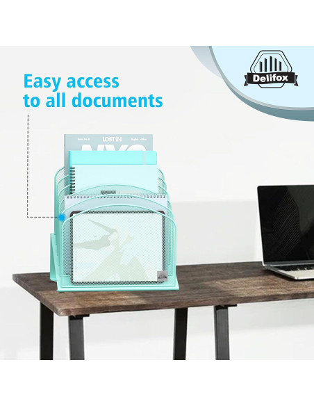 Organizador de Archivos de Escritorio Delifox 5 Secciones Metal