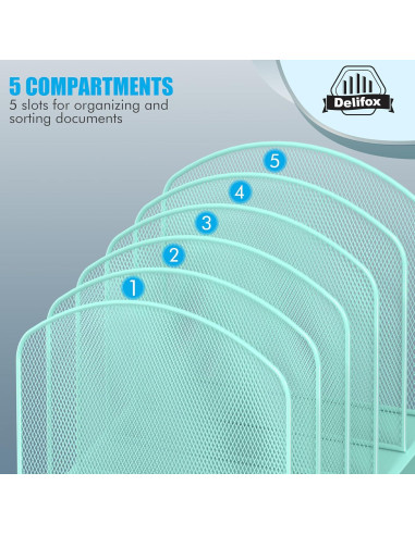 Organizador de Archivos de Escritorio Delifox 5 Secciones Metal