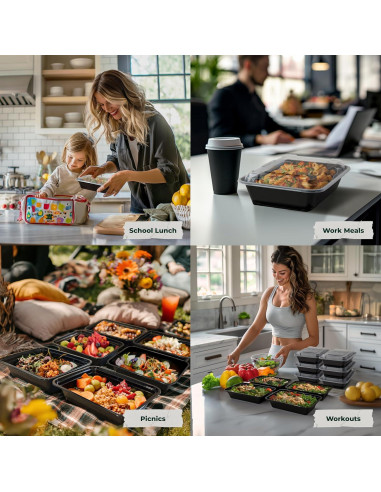 Contenedores de Comida Enther 12 Piezas 830ml Apilables BPA Free