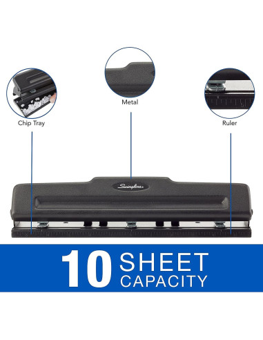 Perforadora Swingline A7074015K 3 Agujeros 10 Hojas Negra