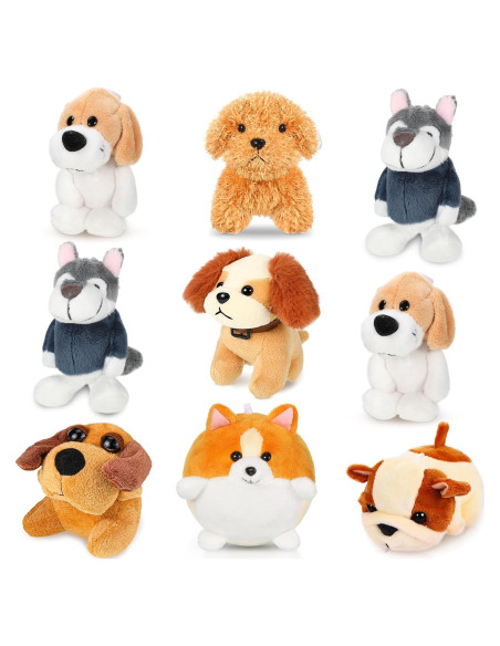 9 Mini Cachorros de Peluche Sumind 10 cm Suaves para Fiesta