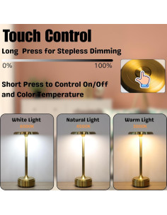 Lámpara de Mesa LED Recargable YYXGOOB Dorada 5200mAh 2