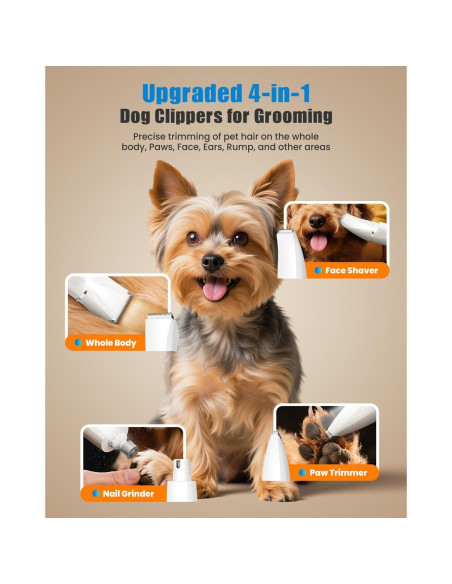 Kit Cortapelos 4-en-1 Cupofpet Verde con Luz LED y Bajo Ruido