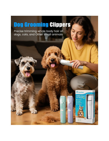 Kit Cortapelos 4-en-1 Cupofpet Verde con Luz LED y Bajo Ruido