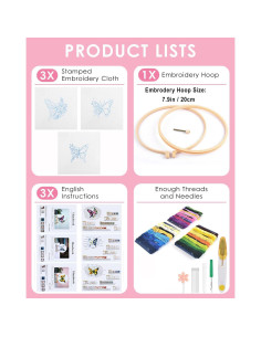 Kit de Bordado TINDTOP para Principiantes Adultos - Mariposa y Flor 2