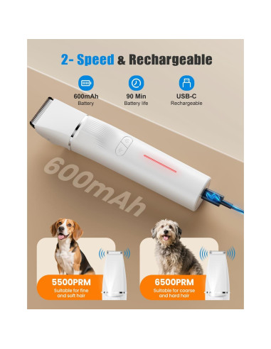 Kit Cortapelos 4-en-1 Cupofpet Verde con Luz LED y Bajo Ruido