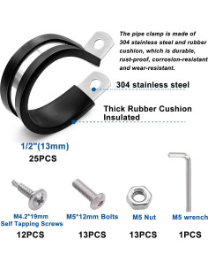 Abrazaderas de Cable 50PCS Taiss 1/2" Acero Inoxidable 304 2