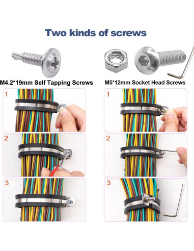 Abrazaderas de Cable 50PCS Taiss 1/2" Acero Inoxidable 304