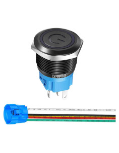 Interruptor de Botón de Presión Gebildet 19mm Acero Inoxidable LED Azul